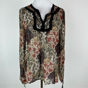 Bebe Vintage Floral Boho Top Size Small
